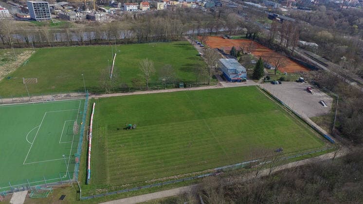 HFC Junior Performance Centre Sandanger Aerial view, drone picture, DJI Inspire 1 Copyright xVIADATAx xHolgerxJohnx Halle Saale Sachsen Anhalt Germany