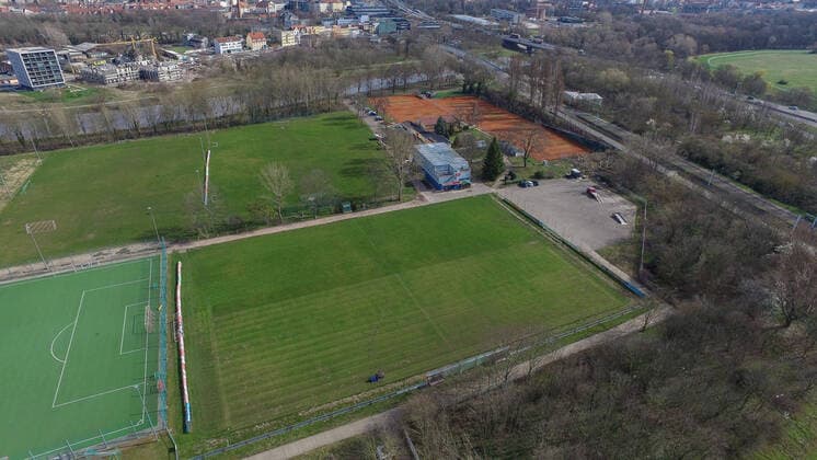 HFC Junior Performance Centre Sandanger Aerial view, drone picture, DJI Inspire 1 Copyright xVIADATAx xHolgerxJohnx Halle Saale Sachsen Anhalt Germany