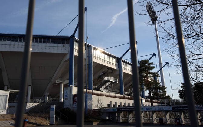 16 03 2020 Sports facility in times of corona virus Corona virus Corona virus DaMa Symbol image Symbol photo Feature Impression Max Morlock Stadium Nuremberg Exterior view Empty stadium forecourt in times of corona virus Corona virus