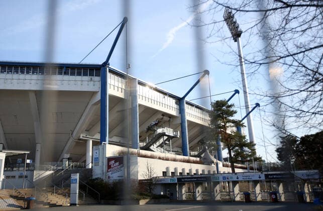 16 03 2020 Sports facility in times of corona virus Corona virus Corona virus DaMa Symbol image Symbol photo Feature Impression Max Morlock Stadium Nuremberg Exterior view Empty stadium forecourt in times of corona virus Corona virus