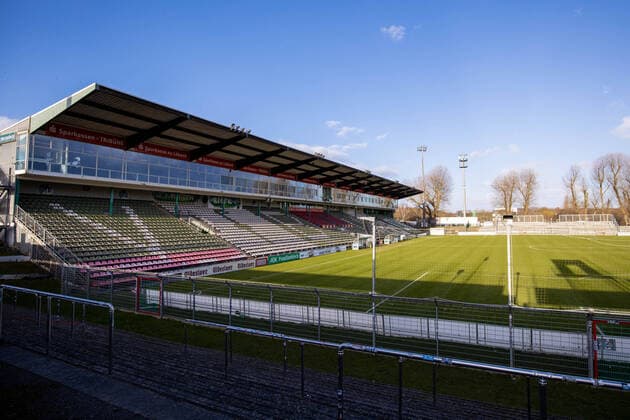 Empty pitch in the stadium at Lohmuehle, Football, 12 03 20 Luebeck Schleswig Holstein Germany Copyright: xAgentur54Gradx xChristianxSchaffrathx