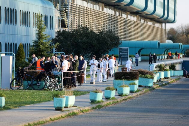 Zagreb: Dinamo fans help evacuate Dubrava Clinical Center 18.03.2020., Croatia, Zagreb - Dinamo fans, the Bad Blue Boys, have been urged to help move things out of KB Dubrava Hospital, which becomes a respiratory center in Zagreb during the coronavirus epidemic. EmicaxElvedji PIXSELL