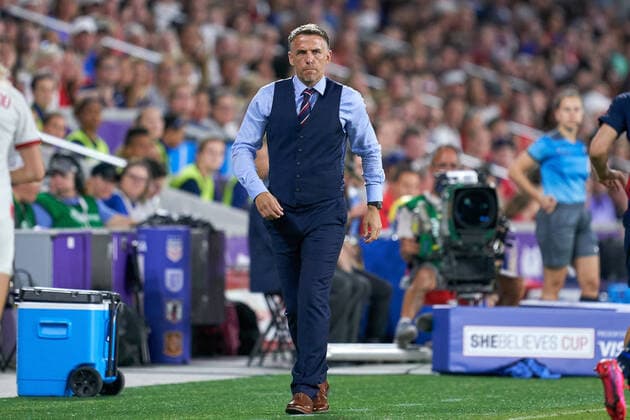 March 5, 2020, Orlando, FL, USA: FRISCO, TX - MARCH 05: England head coach Phil Neville during the Women s SheBelieves Cup match between the USA and England on March 05, 2020 at Exploria Stadium in Orlando, FL. ( Icon Sportswire) Orlando USA - ZUMAi88_ 20200305_zaf_i88_483 Copyright: xRobinxAlamx