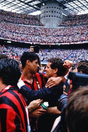 FRANK RIJKAARD, FABIO CAPELLO, AC Milan, Celebrating after winning Italian Serie A, Milano SERIE A 1992-93 FESTA SCUDETTO