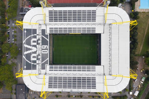Football 1 Bundesliga, Season 2019 2020 Exterior view with drone from the Signal Iduna Park of Borussia Dortmund Copyright: xChristopherxNeundorf Kirchner-Mediax