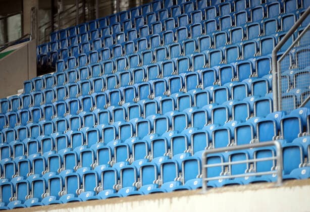 Stuttgarter Kickers PK Corona Virus Germany, Stuttgart, 12 03 2020, Football, Oberliga BW, Season 2019 2020, Stuttgarter Kickers PK Corona Virus GAZI Stadium on the Waldau empty seats