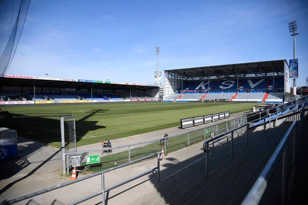 Due to the Corona Pandemic there are currently no games in the Kiel Holstein Stadium, football, men, Holstein Kiel, Stadium, 2 Bundesliga, Season 2019 2020 Kiel Holstein Stadium Schleswig Holstein Germany