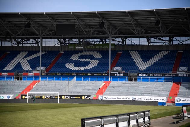 Due to the Corona Pandemic there are currently no games in the Kiel Holstein Stadium, football, men, Holstein Kiel, Stadium, 2 Bundesliga, Season 2019 2020 Kiel Holstein Stadium Schleswig Holstein Germany