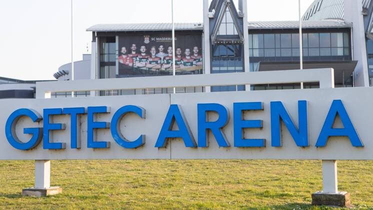 28.03.2020, xtgx, Auswirkungen des Corona Virus in Magdeburg, GETEC Arena des SC Magdeburg. Die Liqui Moly Handball Bundesliga hat den Spielbetrieb vorerst eingestellt. Magdeburg *** 28 03 2020, xtgx, Effects of the Corona Virus in Magdeburg, GETEC Arena of SC Magdeburg The Liqui Moly Handball Bundesliga has temporarily suspended play Magdeburg