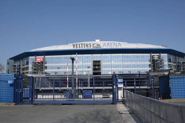 27 03 2020, Football GER, Season 2019 2020, 1 Bundesliga, Veltins Arena FC Schalke 04, ahrt to Arena is closed Gelsenkirchen North Rhine-Westphalia Germany Team2