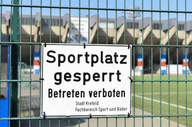 Grotenburg Stadium is closed due to corona virus, corona effect in NRW, Krefeld, 28 03 2020, Krefeld North Rhine-Westphalia Germany
