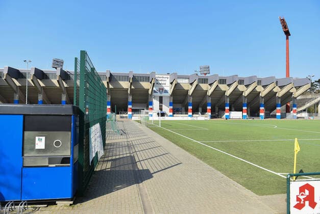 Grotenburg Stadium is closed due to corona virus, corona effect in NRW, Krefeld, 28 03 2020, Krefeld North Rhine-Westphalia Germany