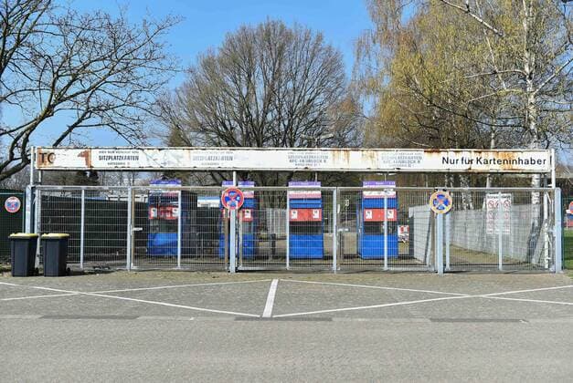 Grotenburg Stadium is closed due to corona virus, corona effect in NRW, Krefeld, 28 03 2020, Krefeld North Rhine-Westphalia Germany