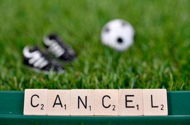 Symbol image, cancellation, cancellation in football because of corona, coronavirus, sars CoV 2, Covid 19, Germany Coronavirus