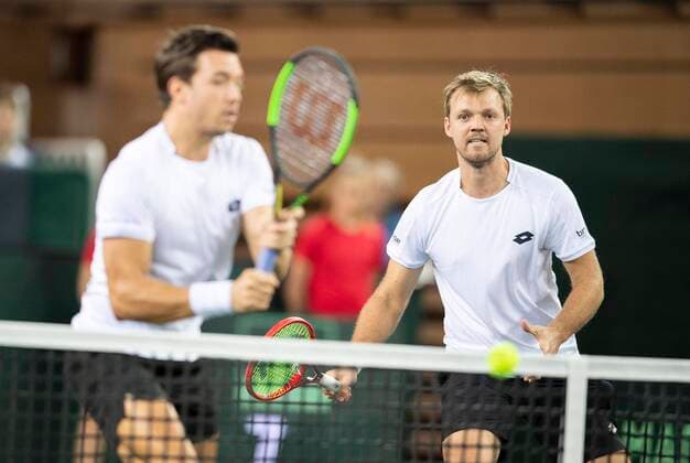 v l Andreas MIES , Kevin KRAWIETZ GER Aktion Kevin KRAWIETZ GER Andreas MIES GER vs Ilja IWASCHKA Ilya IVASHKA, BLR Andrei WASSILEWSKI VASILEVSKI, BLR 6 4 7 6, on 07 03 2020 Tennis Davis Cup Qualification Round, Germany GER Belarus BLR , from 06 03 07 03 2020 in Duesseldorf Germany Â