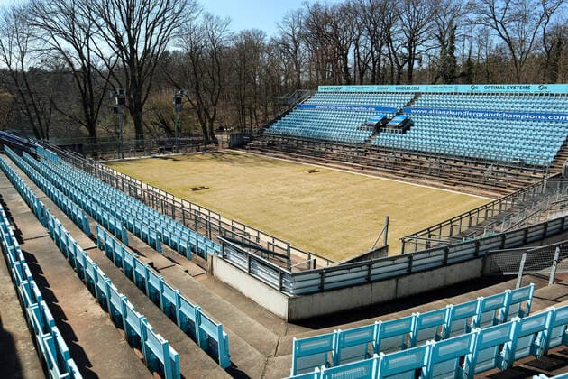 Steffi Graf Stadium in waiting mode for the lawn tournament, premiere start 2020 or 2021, LTTC Rot Weiß, Berlin, 01 04 2020,