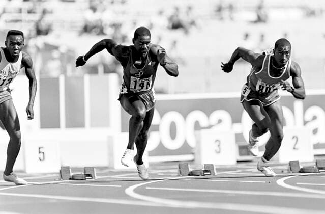 870829 Athletics, World Athletics Championships: Ben Johnson of Canada during 100 m at The World Athletics Championships on August 29, 1987 in Rome, Italy. BILDBYRAN *** 870829 Athletics, World Athletics Championships Ben Johnson of Canada during 100 m at The World Athletics Championships on August 29, 1987 in Rome, Italy BILDBYRAN,  Copyright: BILDBYRAN 870829014