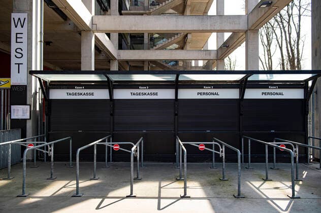 Football 1 Bundesliga, Season 2019 2020 Exterior view of the RheinEnergieStadion of 1 FC Köln Empty entrances and ticket office, Copyright: xChristopherxNeundorfx xKirchner-Mediax