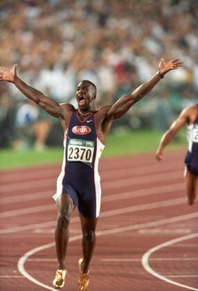 Track and Field Michael Johnson Olympics Michael Johnson after winning the gold medal in the 200m at the 1996 Olympic Summer Games. Atlanta GA USA Copyright: xStevenxE..xSutton DUOMO PCNx TF0102 107613