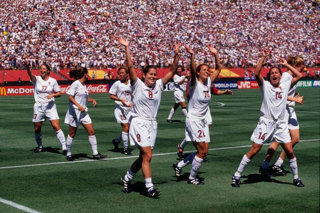 Soccer Team USA celebrates it victory over Brazil at the 1999 Women s World Cup. Copyright: xChrisxTrotman DUOMO PCNx SC1972 106834