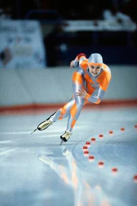 Speedskating Bonnie Blair USA gold medal winner in the 500m at the 1988 Olympic Winter games, Winterspiele,Spiele, Summer games Copyright: xStevenxExSutton DUOMO PCNx SS0102 002311