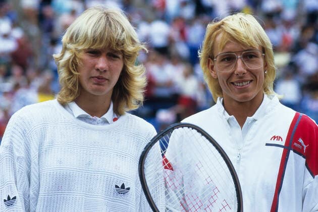 Tennis-US Open Steffi Graf (L) and Martina Navratilova at the 1986 US Open. Copyright: xStevenxE..xSutton DUOMO PCNx TN0302 106511