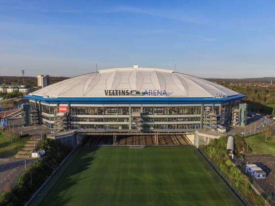 11 04 2020, Football, Season 2019 2020, Aerial photos of the Veltins Arena and club grounds of FC Schalke 04, Gelsenkirchen NRW Germany xRHR FOTO TRx