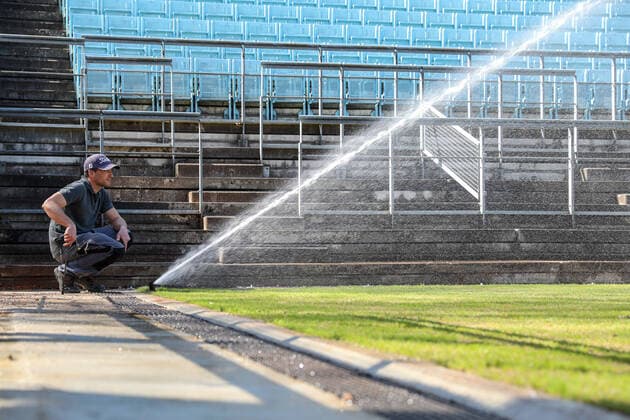 Preparations and irrigation of the pitches continue, bett1 open at Steffi Graf Stadium in Corona Mode, LTTC Rot Weiß, Berlin, 17 04 2020,