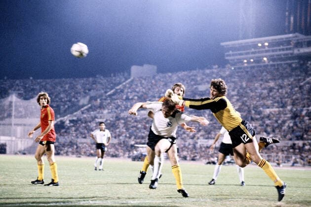 PFAFF Jean Marie Goalkeeper Team Belgium with HRUBESCH Horst UEFA European Football Championships 1980 Final Match Germany Belgium in Italy on 22 June 1980 in the Olympic Stadium in Rome