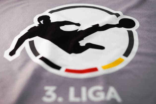 What should happen to football in the 3 League due to the difficult situation with the corona virus, continue playing or end the season, the photo shows the logo of the 3 League on a grey body, league logo and lettering, symbol photo, symbol image, symbol, 22 04 2020, Heidelberg Germany , feature, football, symbol images for the 3 League xozx