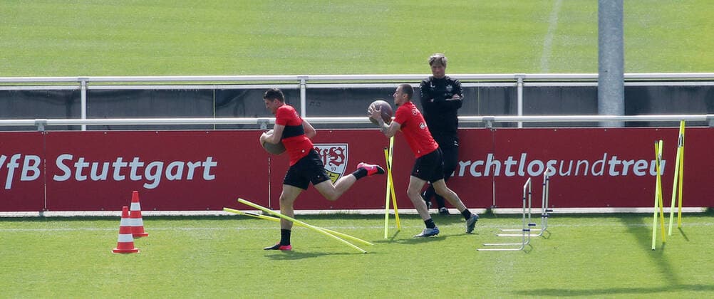 VfB Stuttgart Training Germany, Stuttgart, 21 04 2020, Football, 2 Bundesliga, Season 2019 2020, VfB Stuttgart Training by Mario Gomez, Darko Churlinov