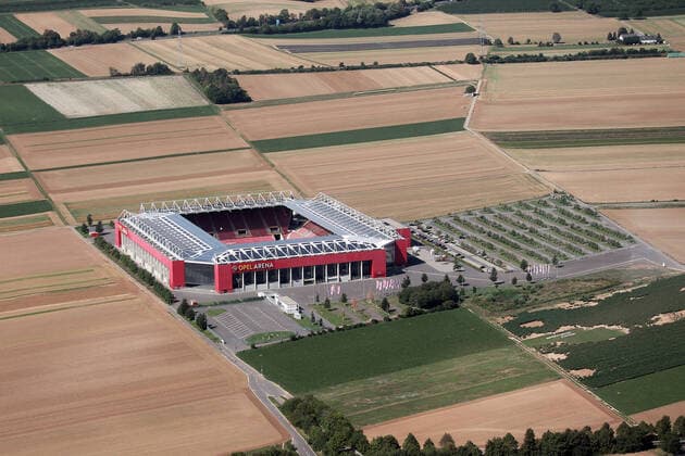 Aerial view of the Opel Arena, venue of FSV Mainz 05, Rheinland Pfalz, Germany, xdvbx Luftbild der Opel Arena, Spielstätte des FSV Mainz 05, Rheinland-Pfalz, Deutschland, xdvbx