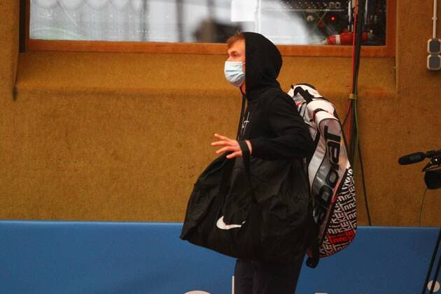 Jan Choinski with mouthguard at the Tennis Exhibition Series in Hoehr Grenzhausen Tennis Exhibition Series in Hoehr Grenzhausen Tennis Exhibition Series in Hoehr Grenzhausen Hoehr Grenzhausen Copyright: xEibner-Pressefotox
