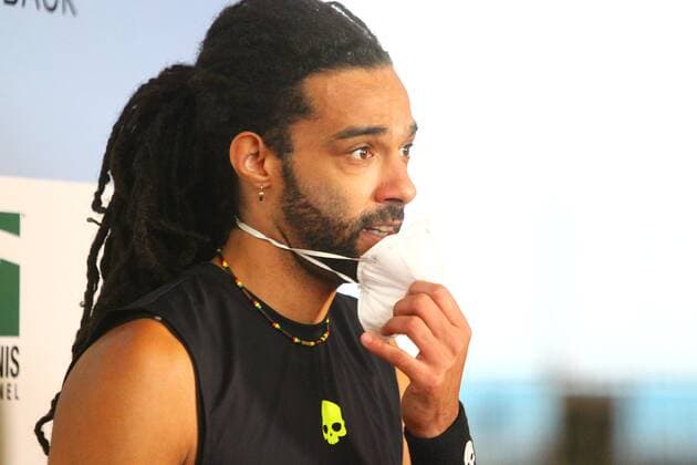Dustin Brown with mouth guard at Tennis Exhibition Series in Hoehr Grenzhausen Tennis Exhibition Series in Hoehr Grenzhausen Tennis Exhibition Series in Hoehr Grenzhausen Tennis Exhibition Series in Hoehr Grenzhausen Copyright: xEibner-Pressefotox