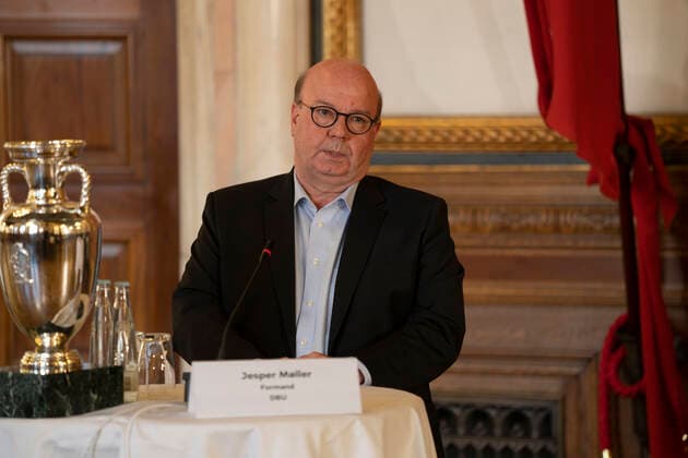 Copenhagen Mayor Frank Jensen, Chairman of DBU Jesper Moeller, Chairman of DBU, President of Parken Sport Entertainment Bo Rygaard, and Culture and Leisure Mayor of Copenhagen Municipality Franciska Rosenkilde, at a press conference on clarification at the Copenhagen European Championships in the summer of 2021, at the Copenhagen Seaport May 7, 2020, Copenhagen Denmark,  Copyright: UngerxAnthon AnthonxUngerx cop333 spdk20200507-203138-L