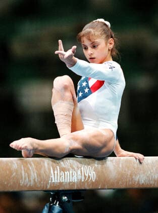 960716 Summer Olympics 1996, Artistic Gymnastics: Domenique Moceanu of USA during womens balance beam at The Summer Olympic Games, Olympische Spiele, Olympia, OS on July 16, 1996 in Atlanta, USA. BILDBYRAN *** 960716 Summer Olympics 1996, Artistic Gymnastics Domenique Moceanu of USA during womens balance beam at The Summer Olympic Games on July 16, 1996 in Atlanta, USA BILDBYRAN,  Copyright: BJORNxTILLY BB960716BB005