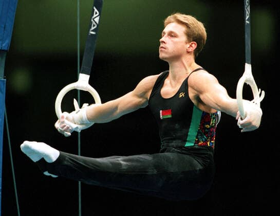 960724 Summer Olympics 1996, Artistic Gymnastics: Bronze medalist Vitaly Scherbo of Belarus during rings in all-around competition at The Summer Olympic Games, Olympische Spiele, Olympia, OS on July 24, 1996 in Atlanta, USA. BILDBYRAN *** 960724 Summer Olympics 1996, Artistic Gymnastics Bronze medalist Vitaly Scherbo of Belarus during rings in all around competition at The Summer Olympic Games on July 24, 1996 in Atlanta, USA BILDBYRAN,  Copyright: BJORNxTILLY BB960724BB007