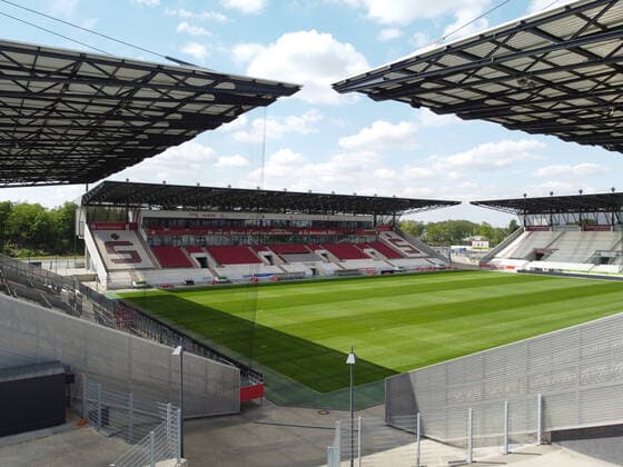 13 05 2020, Football GER, Regionalliga West, Season 2019 2020, SC Rot Weiss Essen, Stadium overview with the main stand, Stadion Essen an der Hafenstrasse, Essen Nordrhein Westfalen Germany Team2