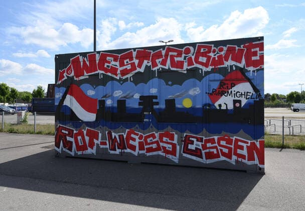 13 05 2020, Football GER, Regionalliga West, Season 2019 2020, SC Rot Weiss Essen, Fan Container in front of the stadium Essen an der Hafenstrasse, Essen North Rhine-Westphalia Germany Team2