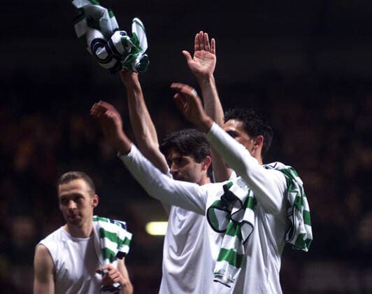 Celtic Glasgow VfB Stuttgart Andreas Hinkel, Zvonimir Soldo, Fernando Meira 20 02 03 Photo Herbert Rudel