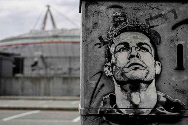 Sport Bilder des Tages Photo Fabio Ferrari LaPresse 19 May, 2020 Turin, Italy News COVID-19 emergency (Coronavirus) - A view shows a mural of Cristiano Ronaldo outside of Allianz Stadium.  Copyright: xFabioxFerrari LaPressex