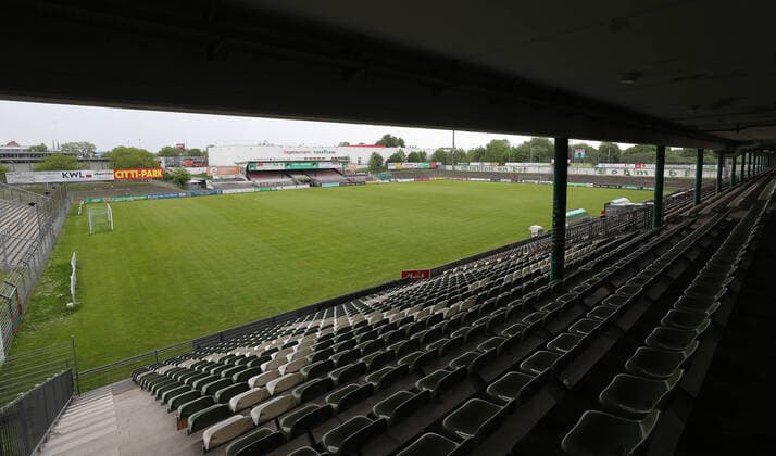 Impressions of the Lohmuehle stadium, home ground of VfB Luebeck, the future 3 league team from the 2020 2021 season