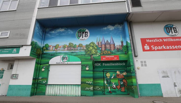 Impressions of the Lohmuehle stadium, home ground of VfB Luebeck, the future 3 league team from the 2020 2021 season