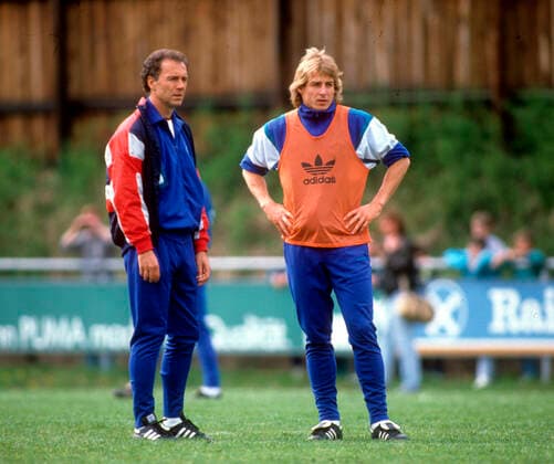 National Coach Franz Beckenbauer Germany with Jürgen Klinsmann 26 04 1989 Date estimated Copyright for journalistic purposes only Only for editorial use HM
