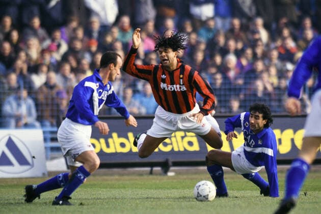 RUUD GULLIT, AC Milan, LUCIANO DE PAOLA, Brescia, Serie A, Brescia vs Milan 0-1, Brescia SERIE A 1992-93 BRESCIA-MILAN 0-1