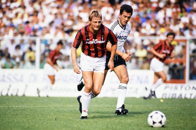 ANGELO COLOMBO, AC Milan, SERGIO DOMINI, Cesena, Serie A, Cesena vs Milan 0-3, Cesena SERIE A 1989-90 CESENA-MILAN 0-3