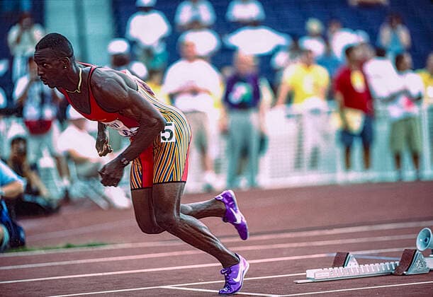 Michael Johnson at the 1996 US OLympic Track and Field Team Trials Sequence of Michael Johnson (USA) starting the 400 meters Final at the 1996 US OLympic Track and Field Team Trials SEQ1_11 of 12 Atlanta Centennial Olympic Stadium Georgia United States Copyright: xStevenxExxSutton DUOMO PCNx TF0102_107117_SEQ1-11of12