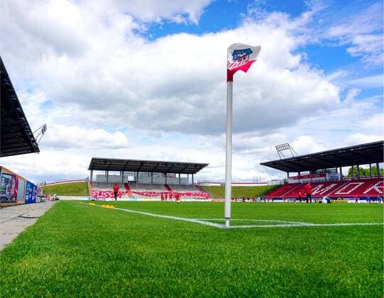 Empty stands due to the corona crisis in the GGZ Arena in Zwickau Football 3 League 2019 20 FSV Zwickau FC Hansa Rostock 2 2 am 30 5 2020 FSV Zwickau Hansa Rostock