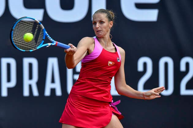 Tenisovy turnaj zen LiveScore Cup, 3. cervna 2020 v Praze. Karolina Pliskova v utkani proti Barbore Strycove. CTKPhotoP202006030731001 VIS 001