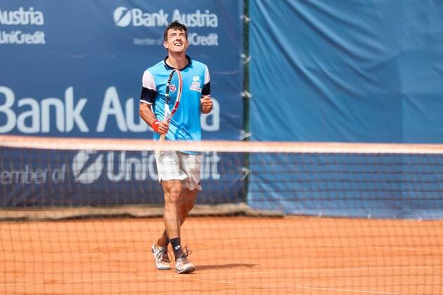 TENNIS - Austrian Pro Series MARIA ENZERSDORF,AUSTRIA,08.JUN.20 - TENNIS - Generali Austrian Pro Series. Image shows the rejoicing of Sebastian Ofner (AUT). GEPAxpictures xPhilippxBrem